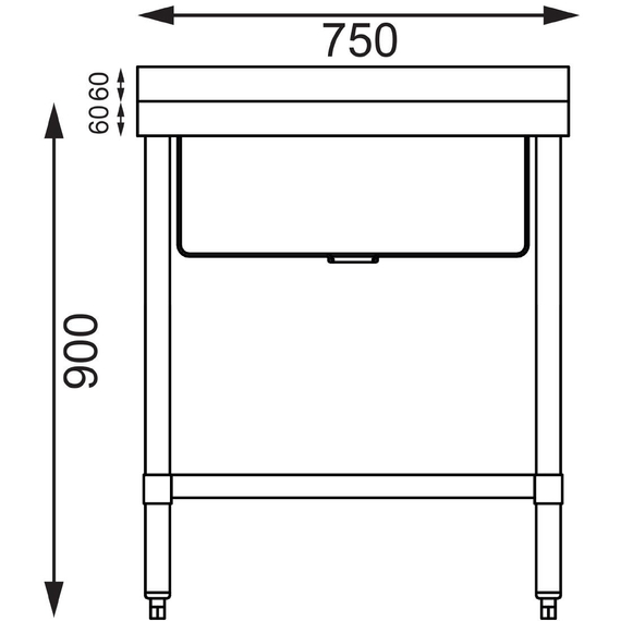 Vogue kleiner Spültisch 75cm lang