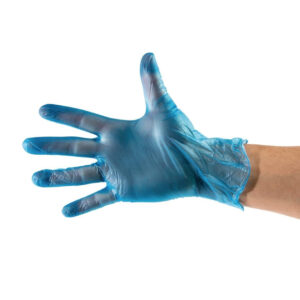 VORTEILSPACKUNG x5 Vinyl Einmalhandschuhe blau gepudert L mit GRATIS Halterung (500 Stück)