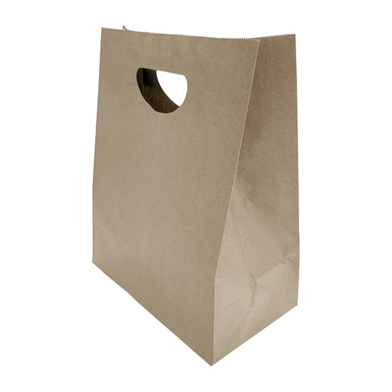 Fiesta Recycelbare Papiertüte mit D-Schlitz Griff Braun - Groß (250 Stück)