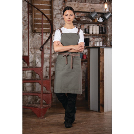 Southside Baumwoll-Canvas Latzschürze Khaki