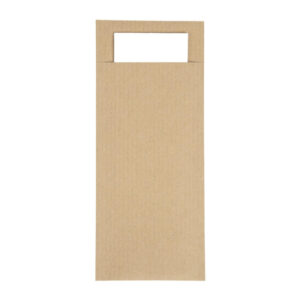 Europochette Brauner Besteckbeutel mit weißer Serviette (Box 500) (500 Stück)