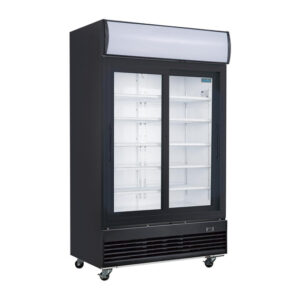 Polar G-Serie Kühlvitrinenmit mit Schiebetüren und Leuchtkasten 950Ltr Schwarz