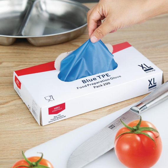 Nisbets Essentials Puderfreie TPE-Handschuhe Blau XL (200 Stück)