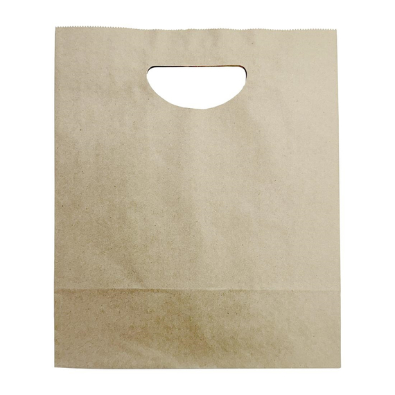Fiesta Recycelbare Papiertüte mit D-Schlitz Griff Braun - Groß (250 Stück)
