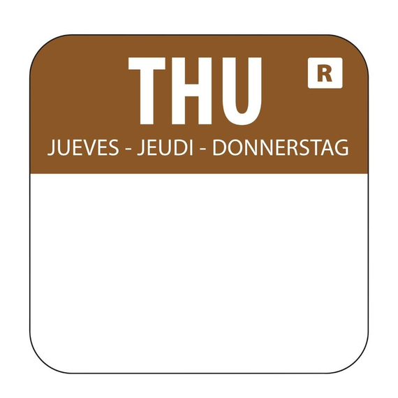 Hygiplas Farbcode Sticker Donnerstag braun (1000 Stück)