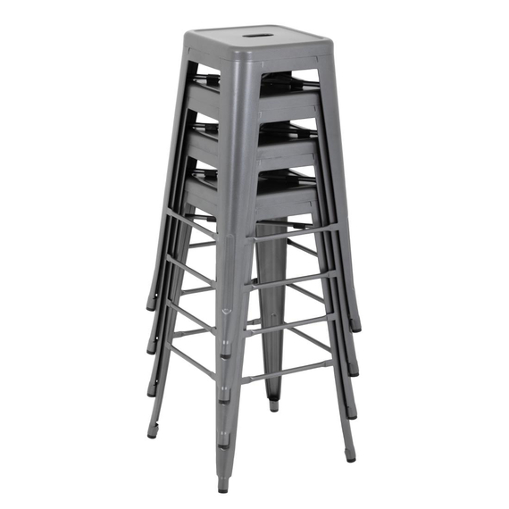 Bolero Bistro Stahlhocker Gun Metal Grey (4 Stück)