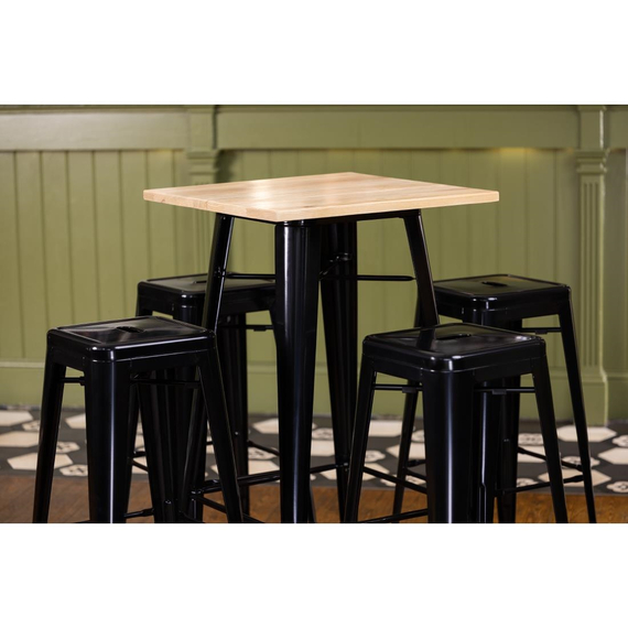 Bolero Bistro Bartisch mit Holzplatte schwarz