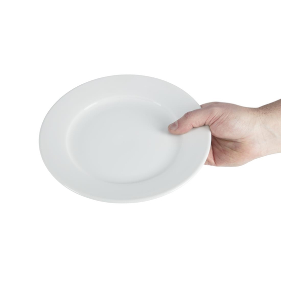 Olympia Whiteware Teller mit breitem Rand 23cm (12 Stück)