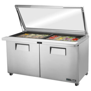 True Kühlschrank mit Glasdeckel für die Zubereitungstheke TSSU-60-24M-B-ST-FGLID
