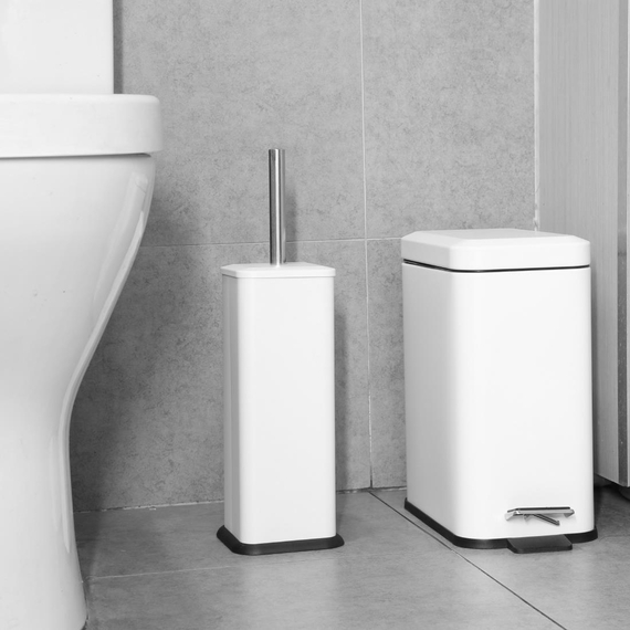 Jantex quadratische Toilettenbürste und Halter - Weiß