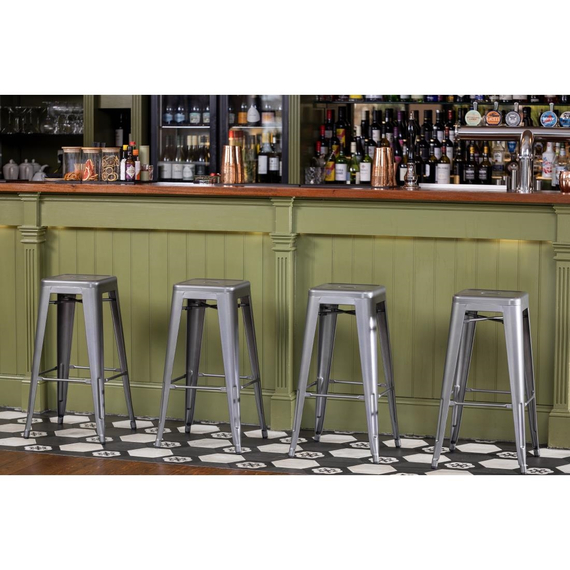 Bolero Bistro Stahlhocker Gun Metal Grey (4 Stück)