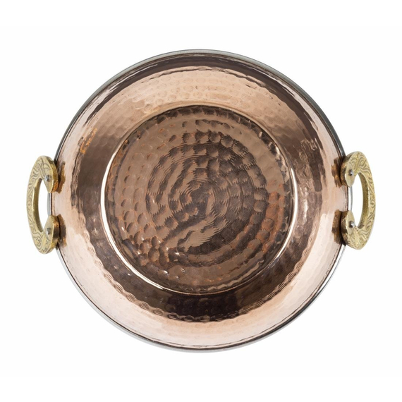 Olympia Kupfer Kadai Schale Edelstahl Messinggriffe 660ml