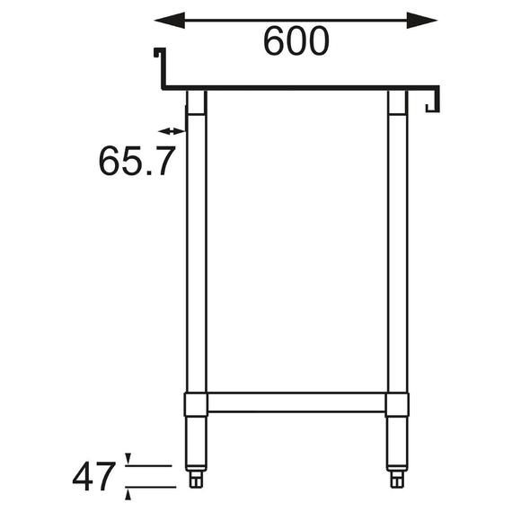 Vogue Edelstahl Arbeitstisch mit Aufkantung und Regalboden 150 x 60cm