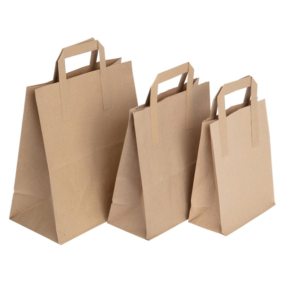 Fiesta Recycelbare flache braune Papiertragetaschen mittel (250 Stück)