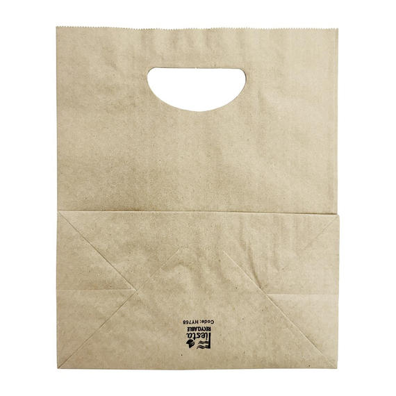 Fiesta Recycelbare Papiertüte mit D-Schlitz Griff Braun - Groß (250 Stück)