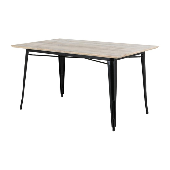 Bolero Bistro Esstisch Mangoholzplatte Schwarzer Rahmen 1450mm