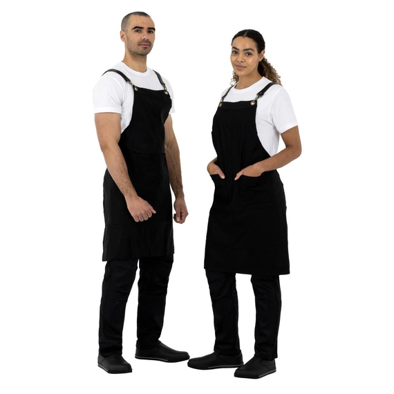 Southside Leinen Latzschürze Schwarz