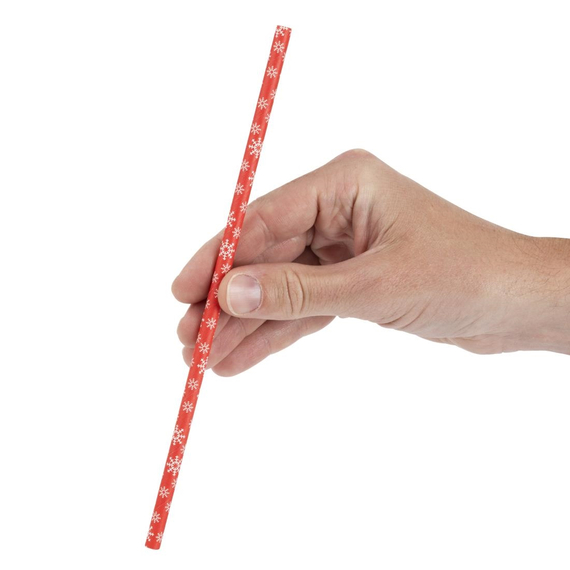 Fiesta Kompostierbare Schneeflocken Papierstrohhalme 210mm (250 Stück)