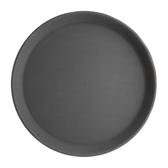 Olympia Kristallon Polypropylen runde Anti-Rutsch-Tablett Schwarz 406mm
