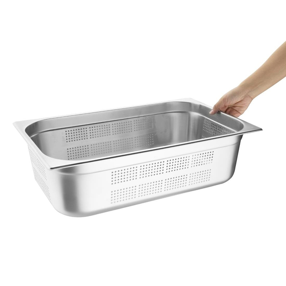 Vogue GN-Behälter Edelstahl 15cm GN1/1 gelocht