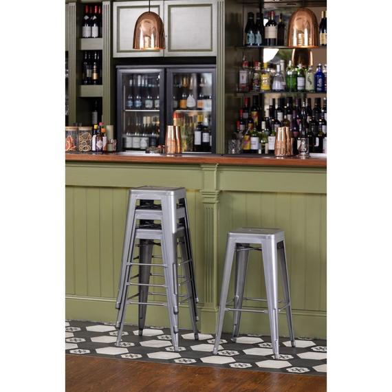 Bolero Bistro Stahlhocker Gun Metal Grey (4 Stück)