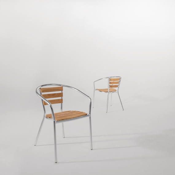 Bolero Aluminium Bistrostühle mit Rückenlehne aus Eschenholz (4 Stück)