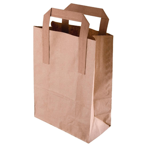 Fiesta Recycelbare Papiertüten Mit Flachen Griffen Braun Groß (250 Stück)