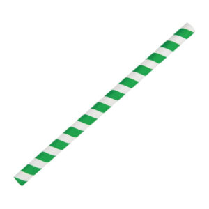 Fiesta Compostable Smoothie-Trinkhalm Papier grün gestreift 21cm (250 Stück)
