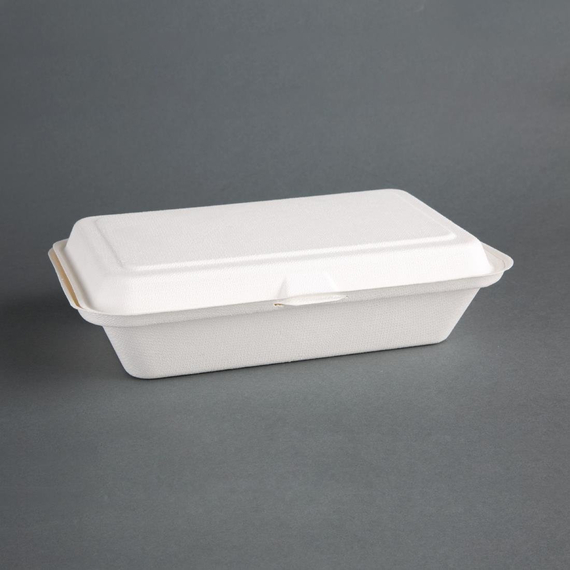 Fiesta Compostable kompostierbare Zuckerrohr Klappdeckelbehälter 24,8cm (250 Stück)