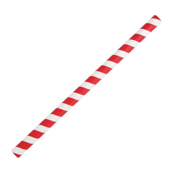 Fiesta Compostable Smoothie-Trinkhalm Papier rot gestreift 21cm (250 Stück)