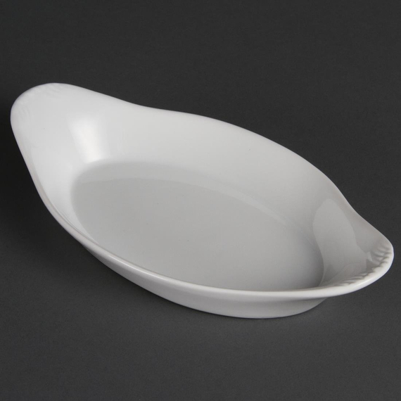 Olympia Whiteware ovale Gratinschalen weiß 23 x 13cm (6 Stück)