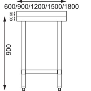 Vogue Edelstahl Arbeitstisch mit Aufkantung und Regalboden 150 x 60cm