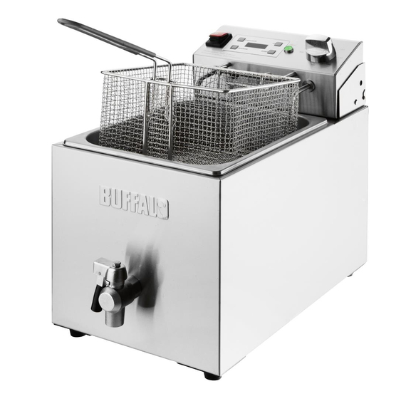 Buffalo Einzelne elektrische Fritteuse mit Timer 8Ltr