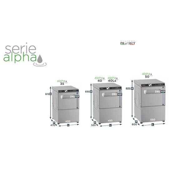 Project Alpha 40 PS Gläserspülmaschine - 230V mit Ablaufpumpe