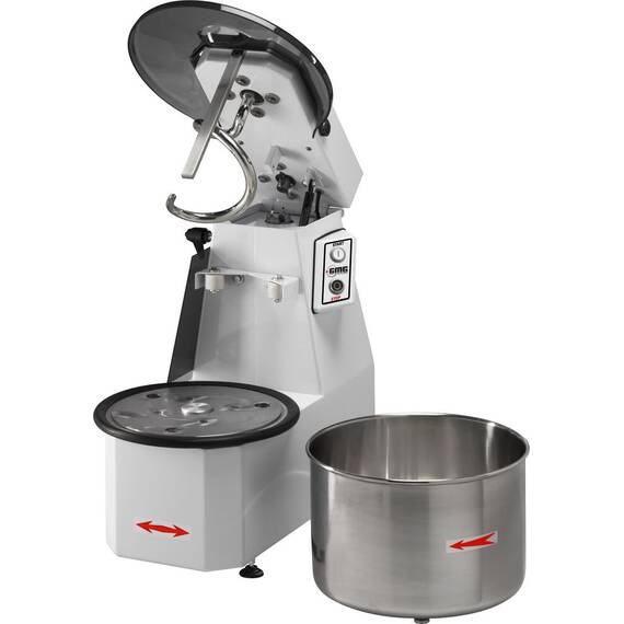 GMG Teigknetmaschine 42 Liter / 38 kg Teig, mit aufklappbarem Rührwerk und abnehmbaren Kessel 400 V