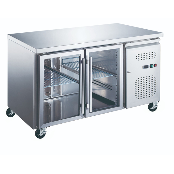 Maxima Gastro Kühltisch - 136 cm - 2 Glastüren