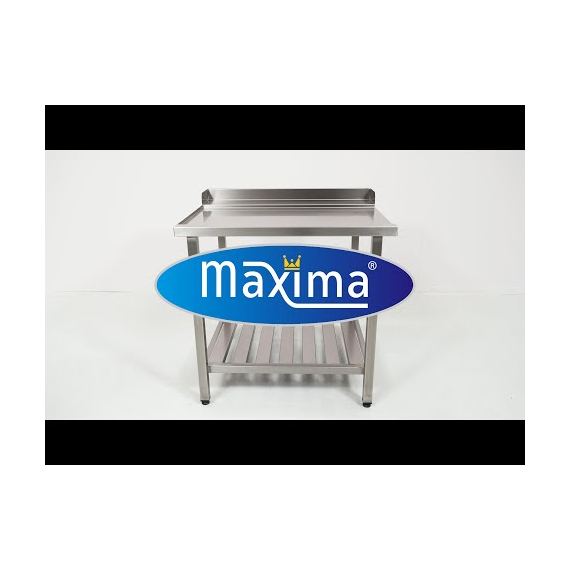 Maxima Gastro Geschirrspültisch - 70 x 75 cm - links - mit Backsplash und Lagerregal