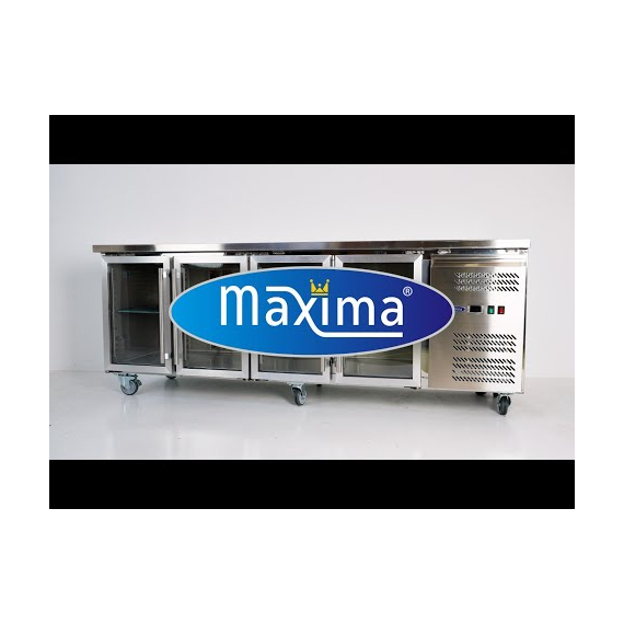 Maxima Gastro Kühltisch - 223 cm - 4 Glastüren