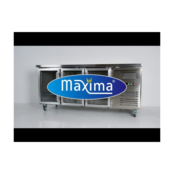 Maxima Gastro Kühltisch - 180 cm - 3 Glastüren