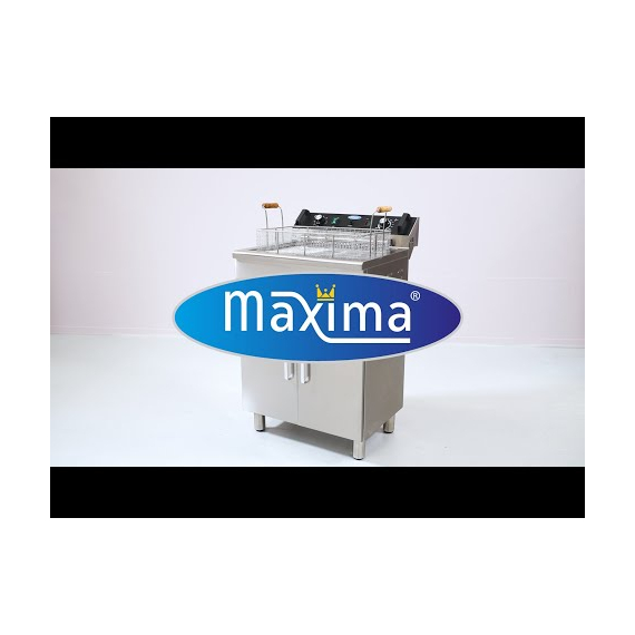 Maxima Gastro Fritteuse - 2 x 16 l - 2 Körbe - mit Ablasshahn und Ständer - 400V
