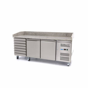 Maxima Gastro Pizzakühltisch - 202 cm - 2 Türen - 7 Schubladen