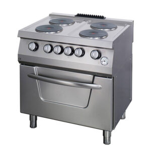 Maxima Gastro Heavy Duty Herd - 4 Brenner - Doppeleinheit - 70 cm Tief - mit Ofen - Elektrisch