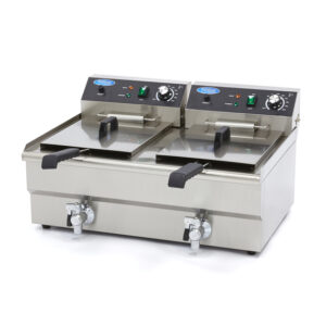 Maxima Gastro Fritteuse - 2 x 16 l - 2 Körbe - mit Ablasshahn
