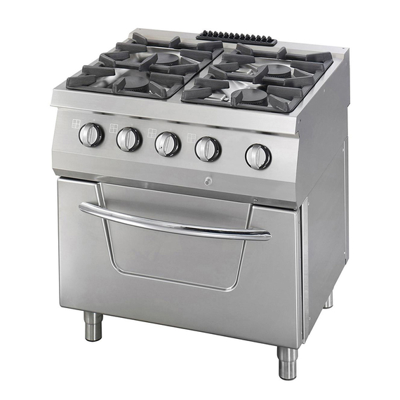 Maxima Gastro Heavy Duty Herd - 4 Brenner - Doppeleinheit - 70 cm Tief - 37 kW - Gas inkl. Ofen