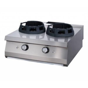 Maxima Gastro Heavy Duty Wok Herd - 2 x 28,5 cm Kochringe - Doppeleinheit - 70 cm Tief - Gas
