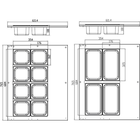 Maxima Gastro Saladette - 67 l - inkl. 8 x 1/6 GN - Tischplatte