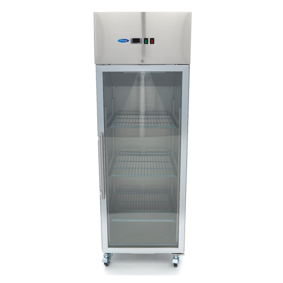 Maxima Gastro Kühlschrank - 600 l - 3 Einstellbare Regale (2/1 GN) - Rostfreier Stahl - mit Glastür