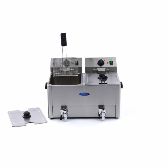 Maxima Gastro Fritteuse - 2 x 8 l - 2 Körbe - mit Ablasshahn