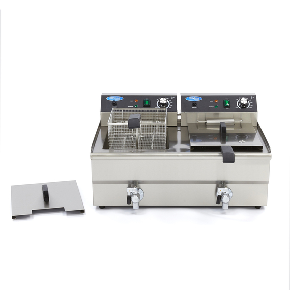 Maxima Gastro Fritteuse - 2 x 16 l - 2 Körbe - mit Ablasshahn