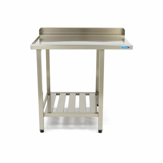 Maxima Gastro Geschirrspültisch - 90 x 75 cm - links - mit Backsplash und Lagerregal